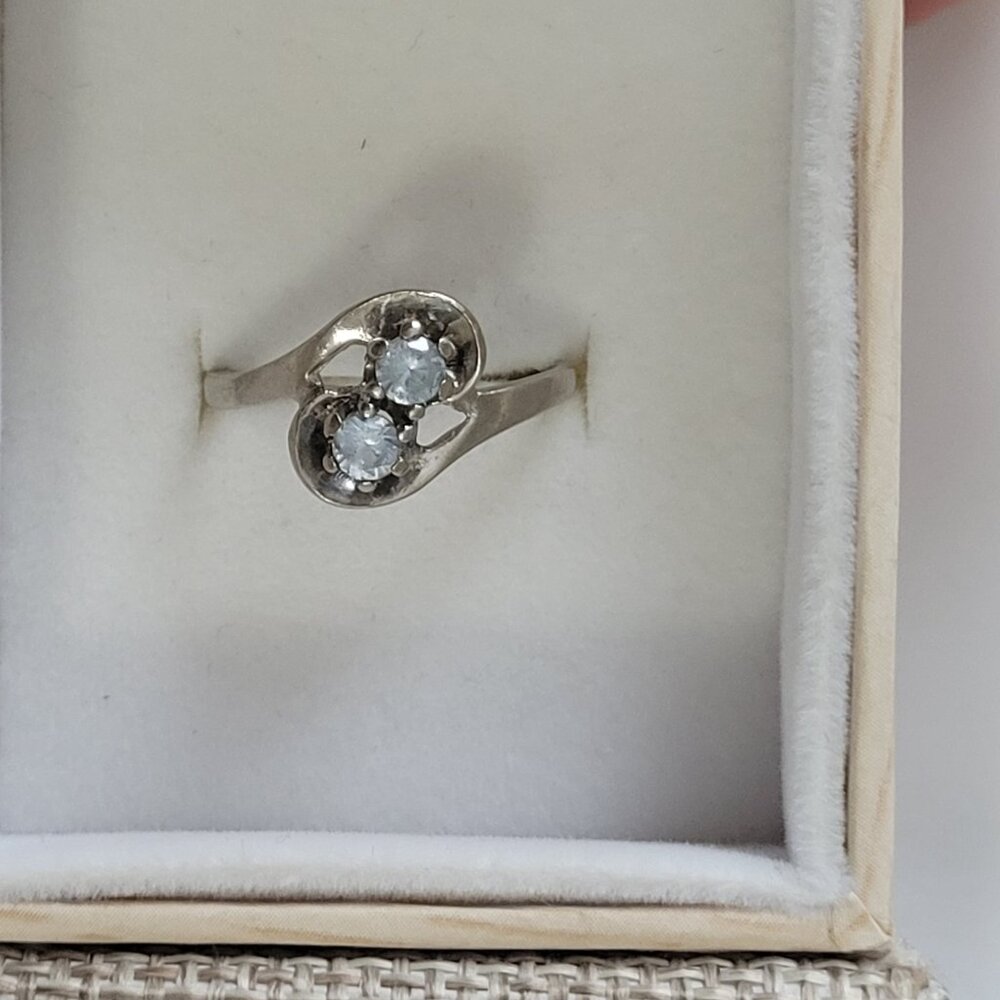 1960s Blue Topaz Ring 10k Vintage White Gold Dason December Birthstone - Picture 5 of 15